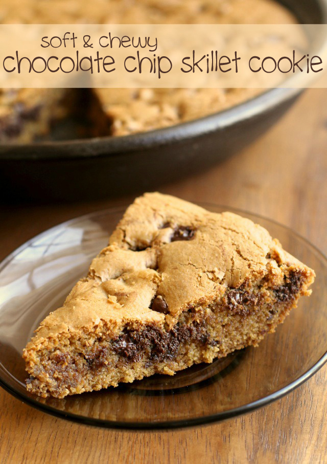 Soft and Chewy Chocolate Chip Skillet Cookie | running with spoons
