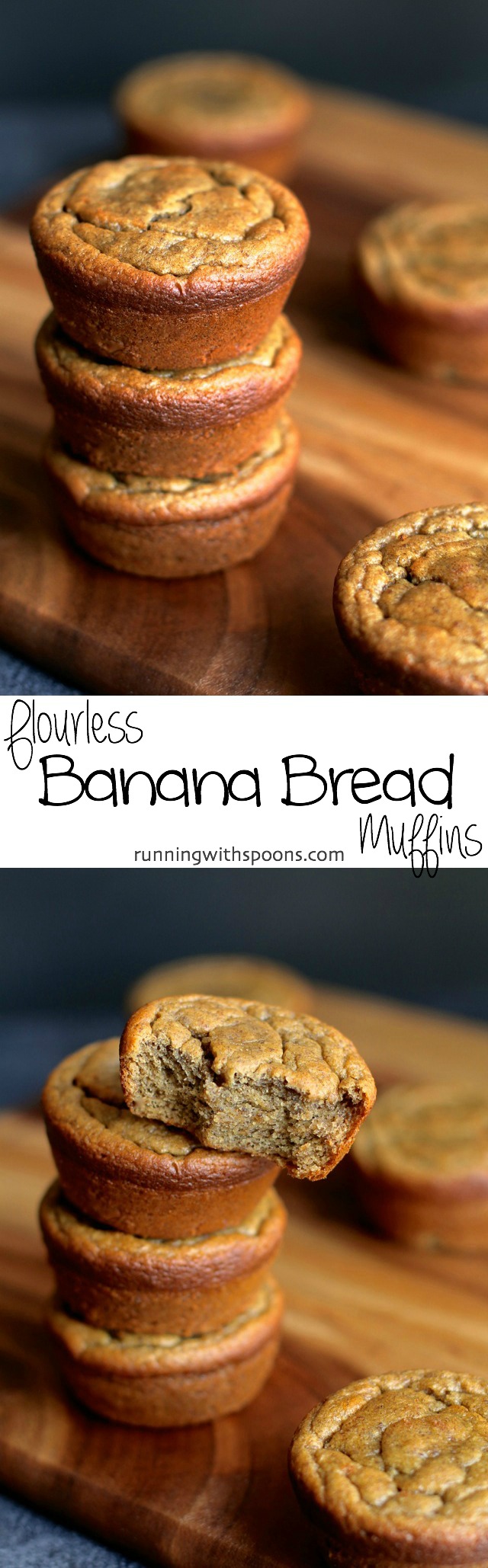 Flourless Banana Bread Muffins -- gluten-free, sugar-free, dairy-free, and oil-free || runningwithspoons.com.