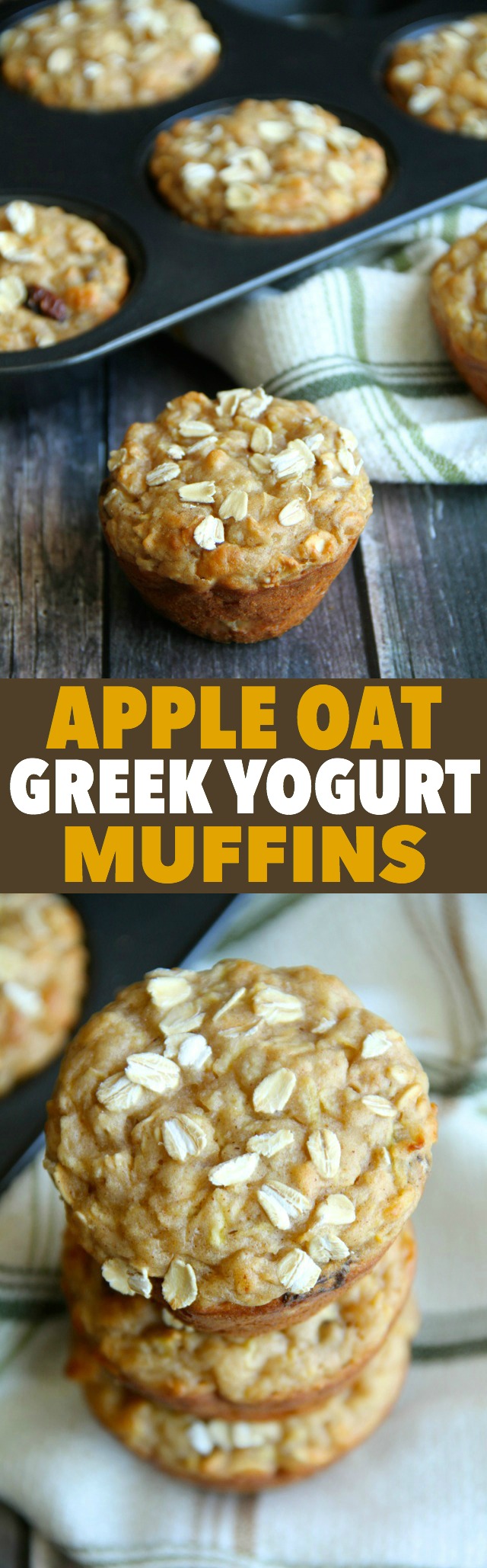 Apple Oat Greek Yogurt Muffins -- ridiculously soft and tender with NO butter or oil! A perfect breakfast or snack! || runningwithspoons.com #healthy #apple #muffins