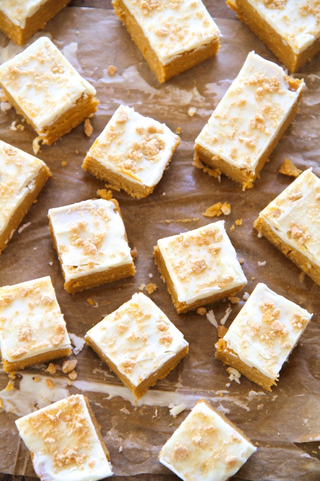 These soft and creamy No Bake Pumpkin Cheesecake Bites combine the tanginess of cheesecake with the spicy sweetness of pumpkin pie. Easily made gluten-free or vegan depending on your dietary needs, they're an irresistible fall treat that everyone will love! || runnningwithspoons.com #pumpkin #cheesecake #nobake