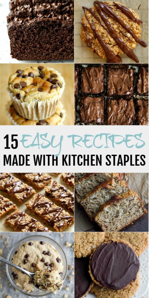 A collage of easy recipes to make with simple kitchen staples.