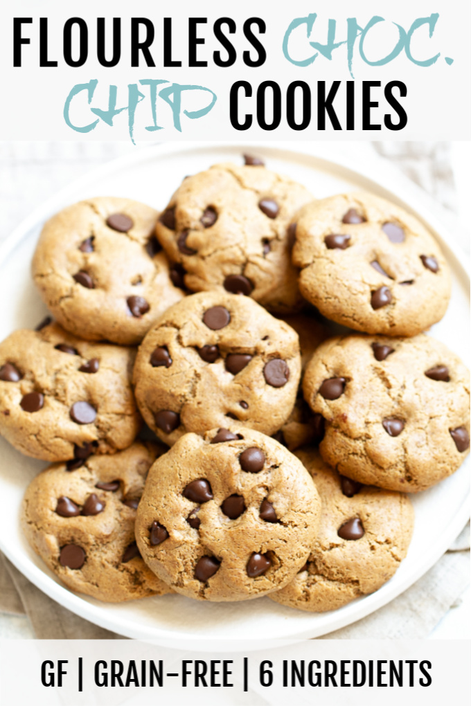 A plate of flourless chocolate chip cookies.