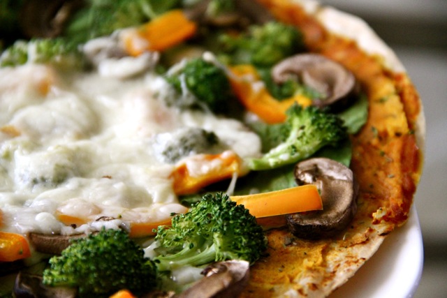 Pumpkin Hummus Tortilla Pizza