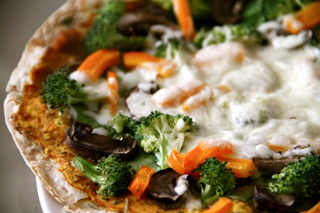 Pumpkin Hummus Tortilla Pizza