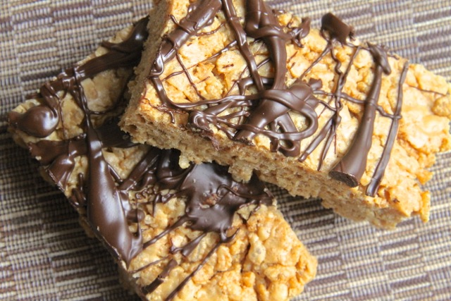 Chocolate Drizzled Crispy Squares