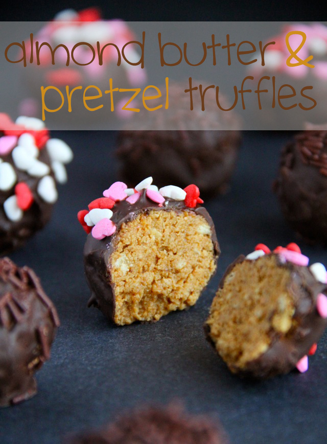 Almond Butter and Pretzel Truffles -- Sweet, salty, crunchy, and smooth. Satisfy all your cravings in a single bite with one of these truffles.