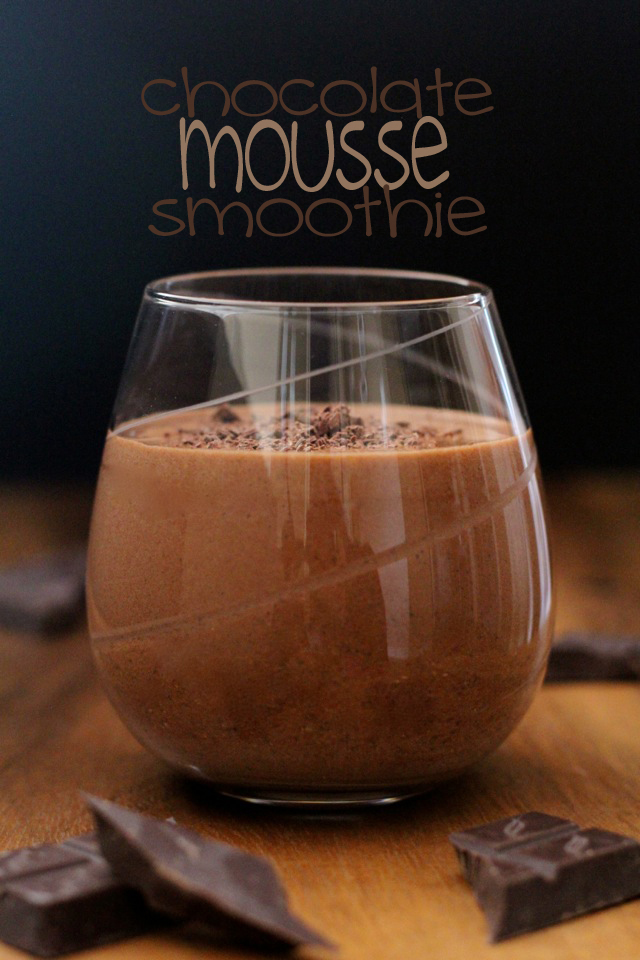 Chocolate Mousse Smoothie -- thick, creamy, and loaded with chocolate flavour. So decadent, you'd never believe it's healthy! || runningwithspoons.com
