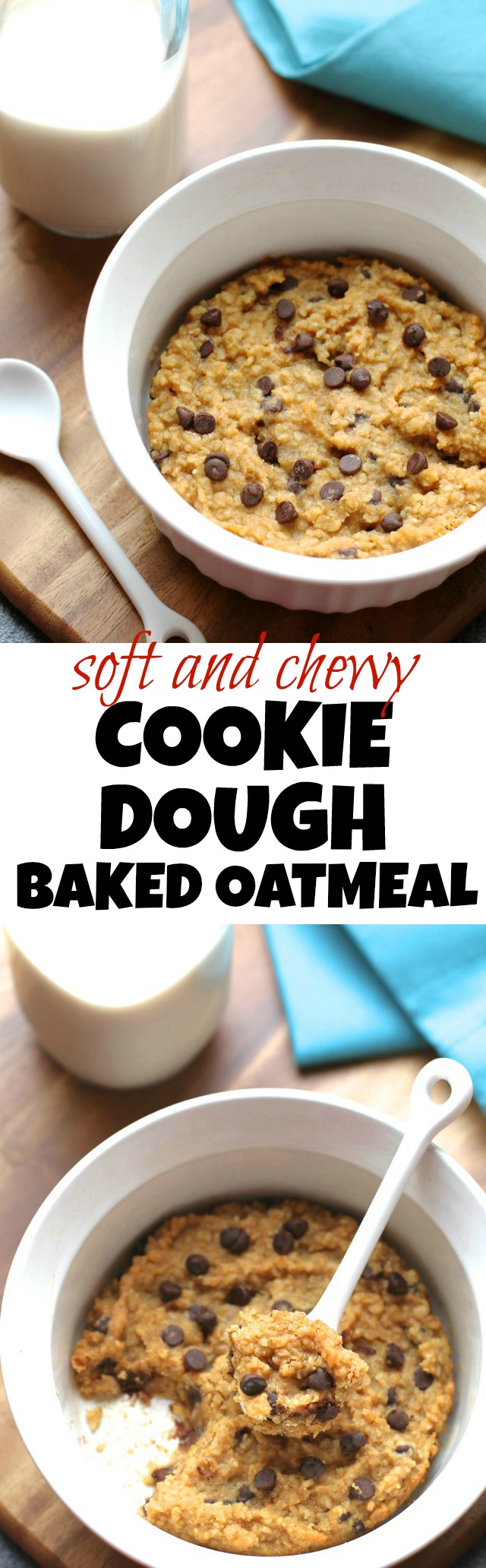 Oatmeal Cookie Dough Breakfast Bake - it's like eating a giant soft and chewy cookie for breakfast! A cookie that's made without flour, butter, or refined sugar, but still tastes AMAZING! | runningwithspoons.com #recipe #healthy #vegan #glutenfree