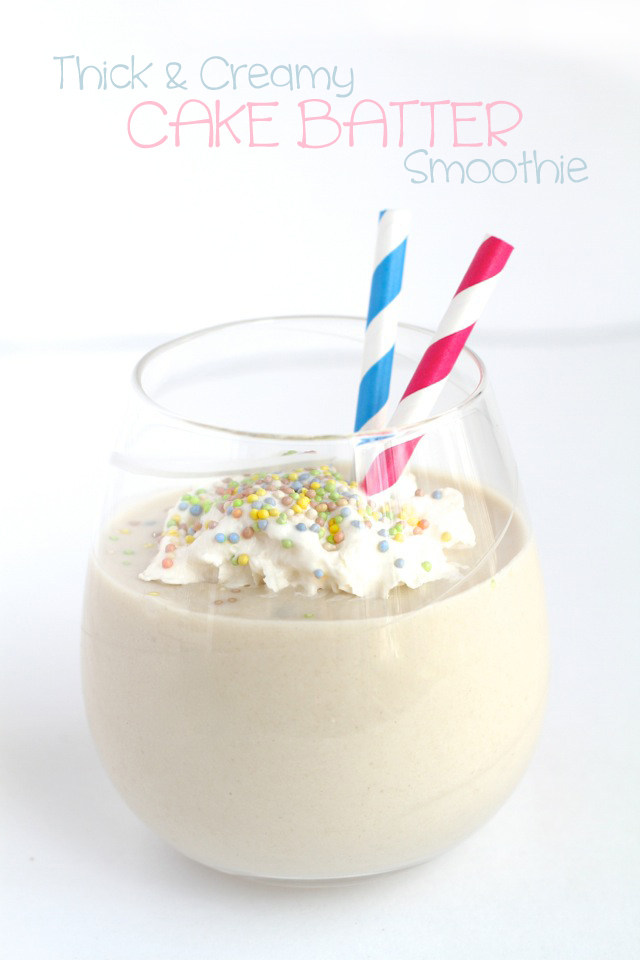 Creamy Vanilla Cake Batter Smoothie || runningwithspoons.com