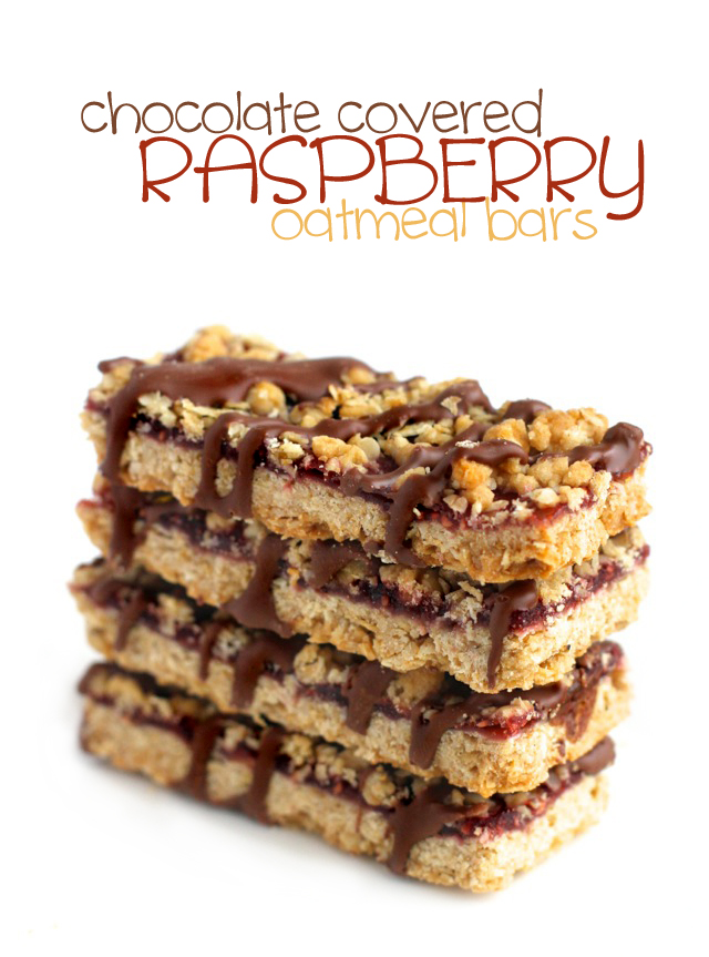 Chocolate Covered Raspberry Oat Bars || runningwithspoons.com