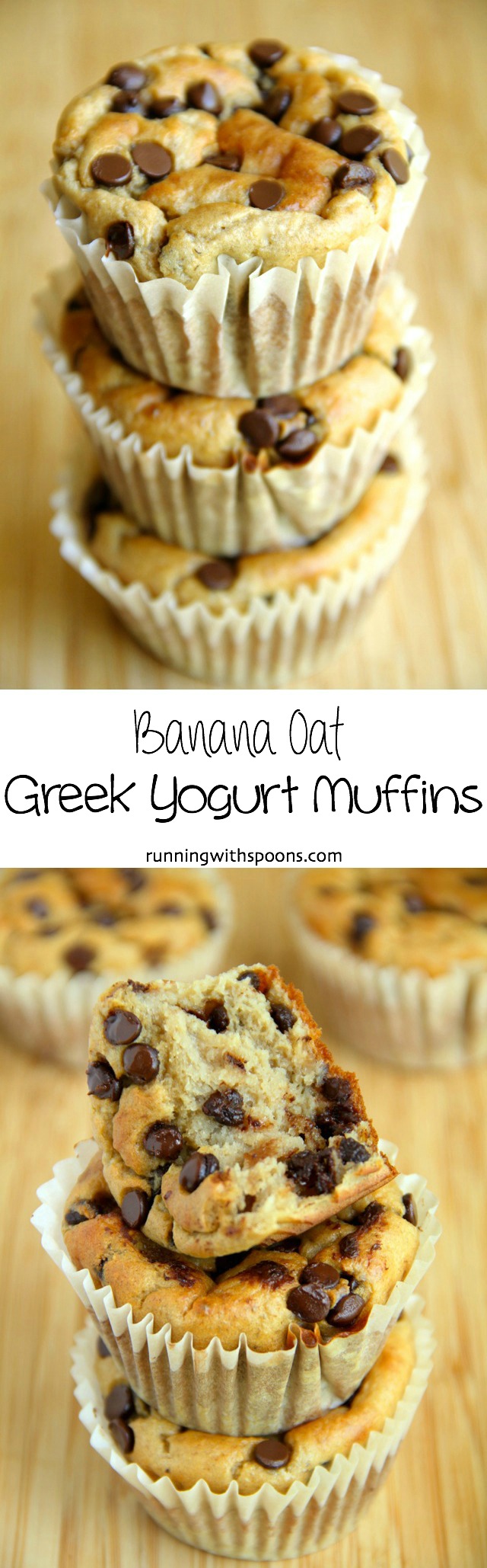 Banana Oat Greek Yogurt Muffins -- no flour, no oil, and 100% ridiculously delicious! || runningwithspoons.com