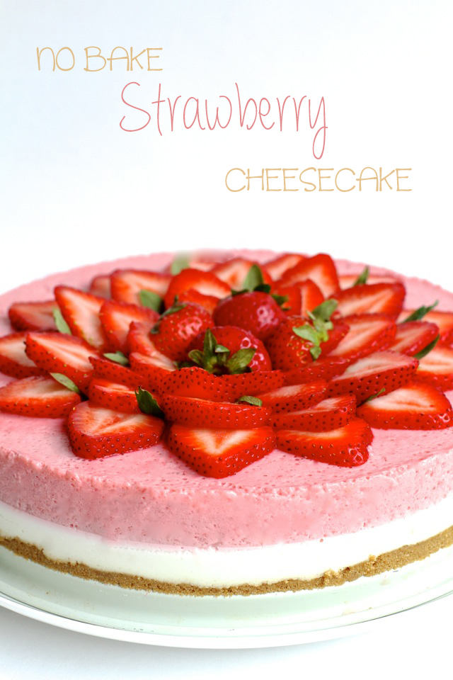 No Bake Strawberry Cheesecake Running With Spoons