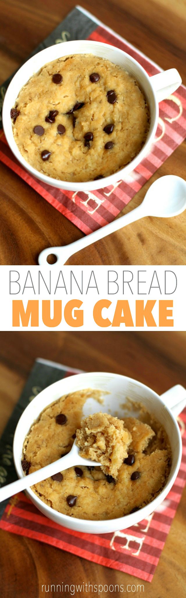 Banana Bread Mug Cake -- 5 minutes and 5 ingredients is all you need to make this healthy and delicious vegan mug cake! || runningwithspoons.com #glutenfree #vegan