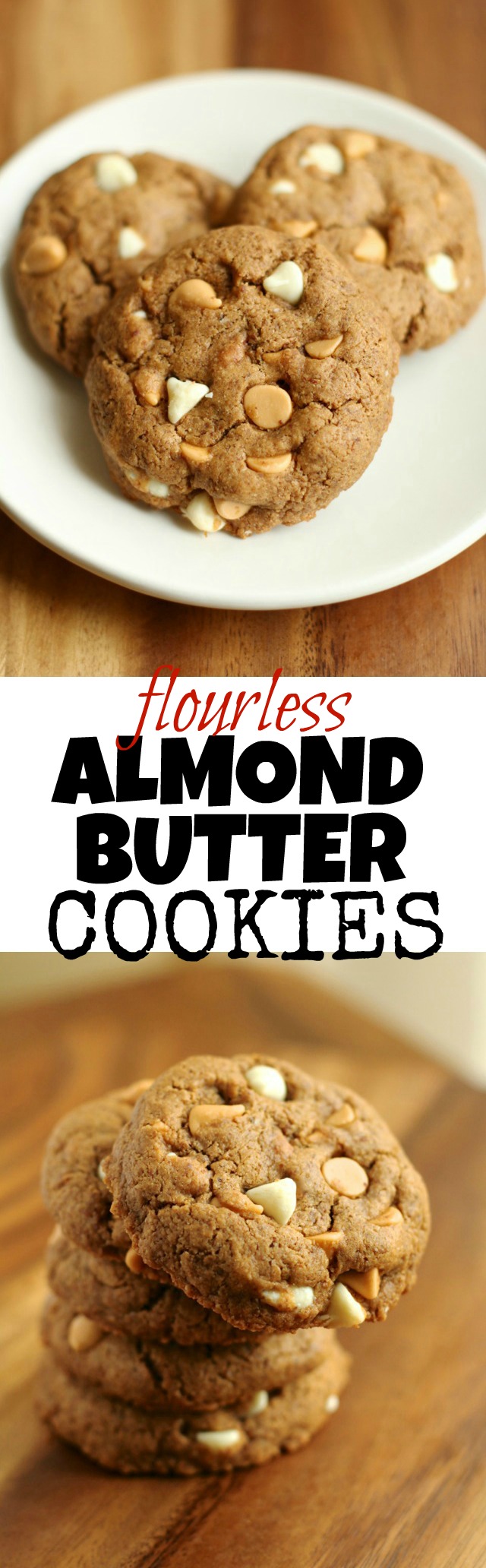 Flourless Almond Butter Cookies - 1 bowl, 5 simple ingredients, and no flour or butter!! | runningwithspoons.com #recipe #healthy