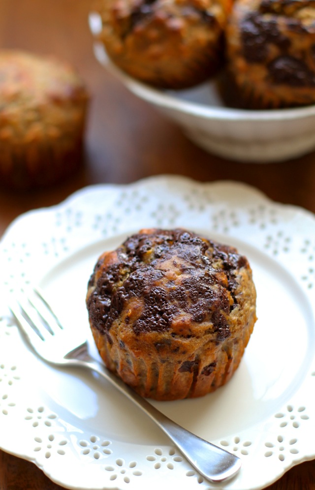 Chocolate Chunk Banana Oat Muffins