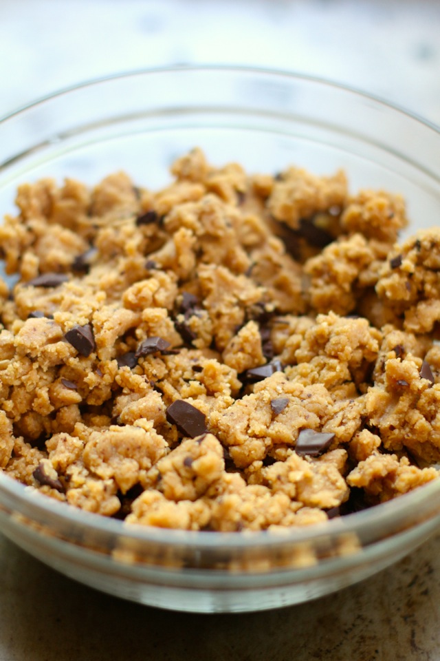 Vegan Chocolate Chip Cookie Dough -- no eggs, no butter, and 100% crazy delicious || runningwithspoons.com #vegan #glutenfree #cookiedough