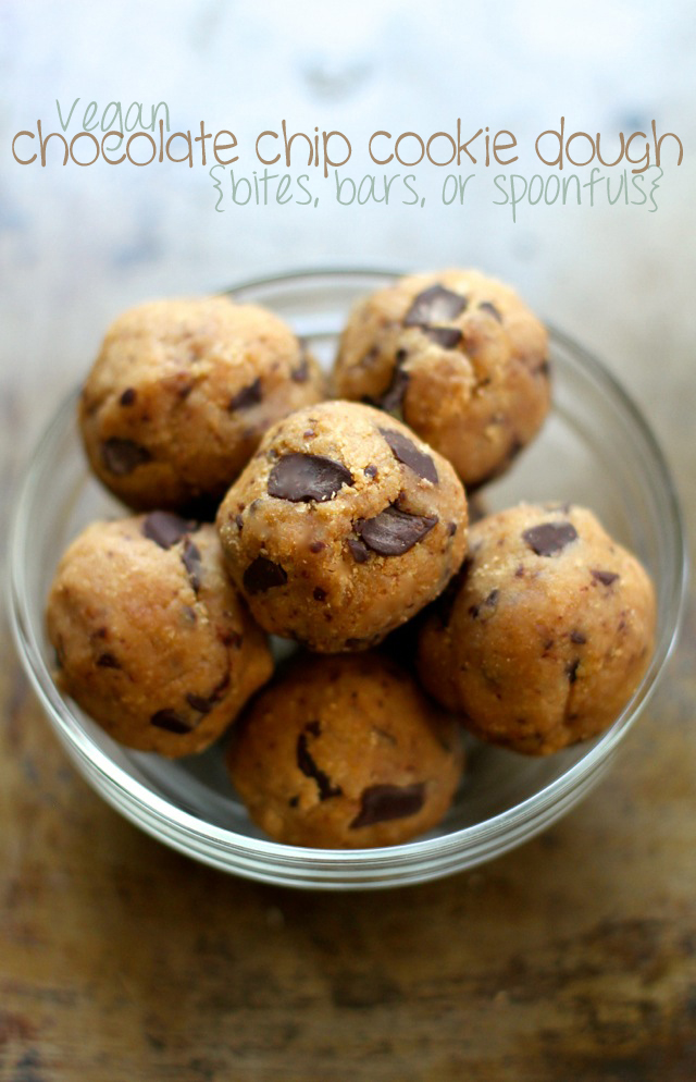 Vegan Chocolate Chip Cookie Dough -- no eggs, no butter, and 100% crazy delicious || runningwithspoons.com #vegan #glutenfree #cookiedough