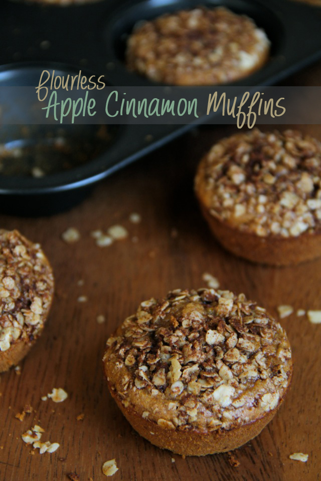 Flourless Apple Cinnamon Muffins -- soft, sweet, and made without flour, oil, or refined sugar! || runningwithspoons.com #apple #muffin