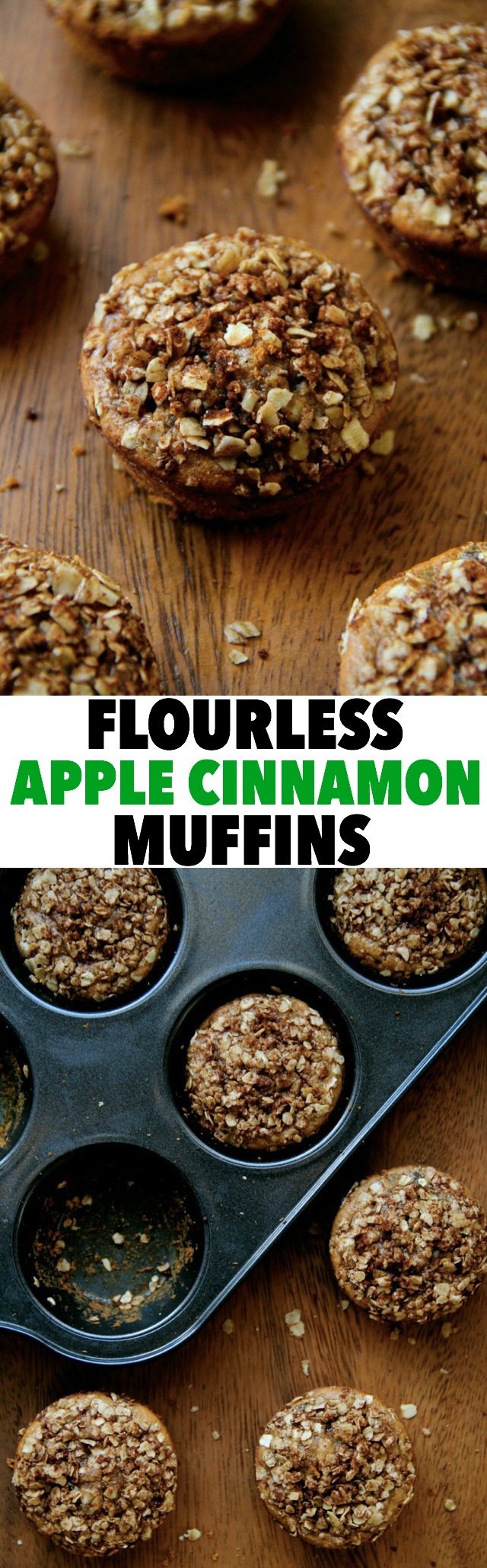 Flourless Apple Cinnamon Muffins -- soft, sweet, and made without flour, oil, or refined sugar! || runningwithspoons.com #apple #muffin