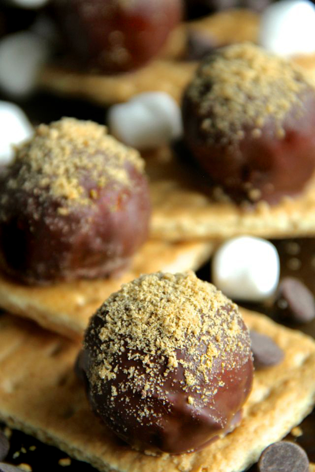 S'mores Truffles -- all the goodness of s'mores in a melt-in-your-mouth bite-sized dessert! || runningwithspoons.com