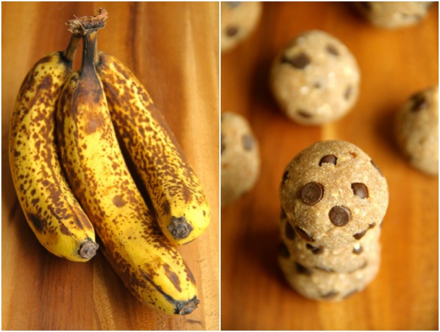 These 5-ingredient, no-bake Chocolate Chip Banana Bread Energy Bites are nut-free, gluten-free, vegan, and taste just like poppable bites of banana bread! || runningwithspoons.com #glutenfree #vegan