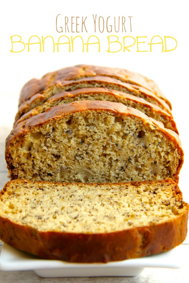 Greek Yogurt Banana Bread -- so soft and tender that you'd never be able to tell it's made without butter or oil! DELICIOUS! || runningwithspoons.com