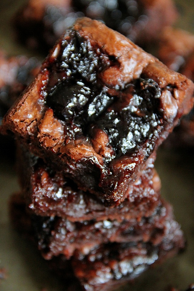 Flourless Double Chocolate Cherry Brownies -- rich and fudgy brownies that are grain-free and made without beans! || runningwithspoons.com #glutenfree #chocolate #brownies