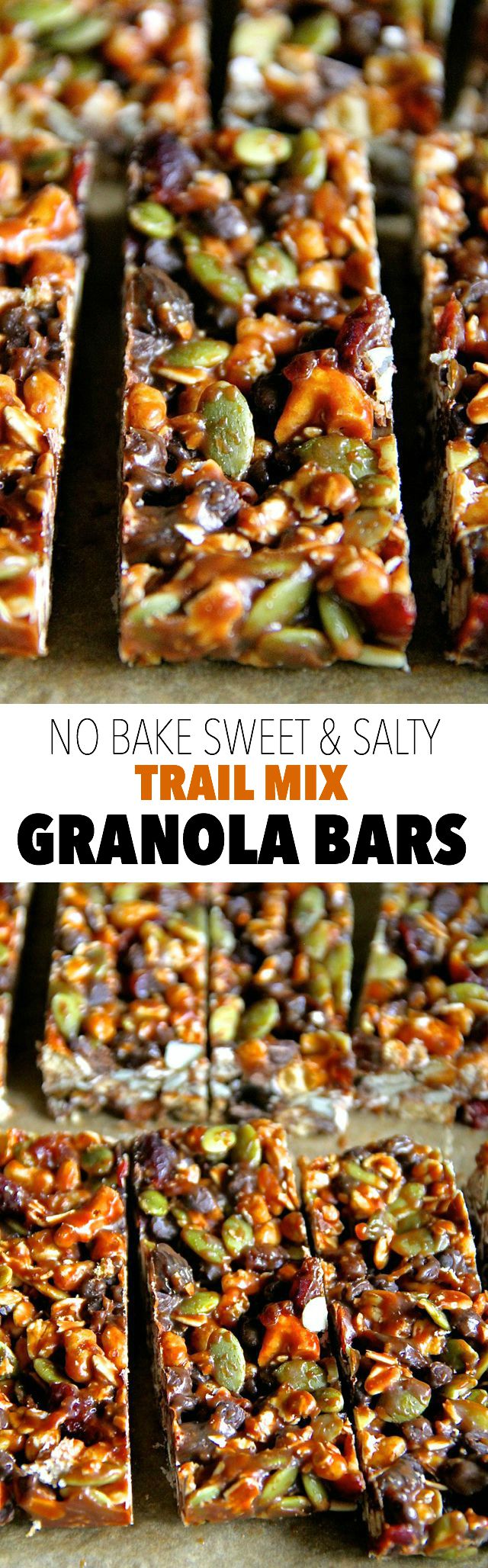 No Bake Trail Mix Granola Bars -- sweet, salty, chewy, and crisp, these granola bars are sure to satisfy any craving! || runningwithspoons.com #glutenfree #vegan