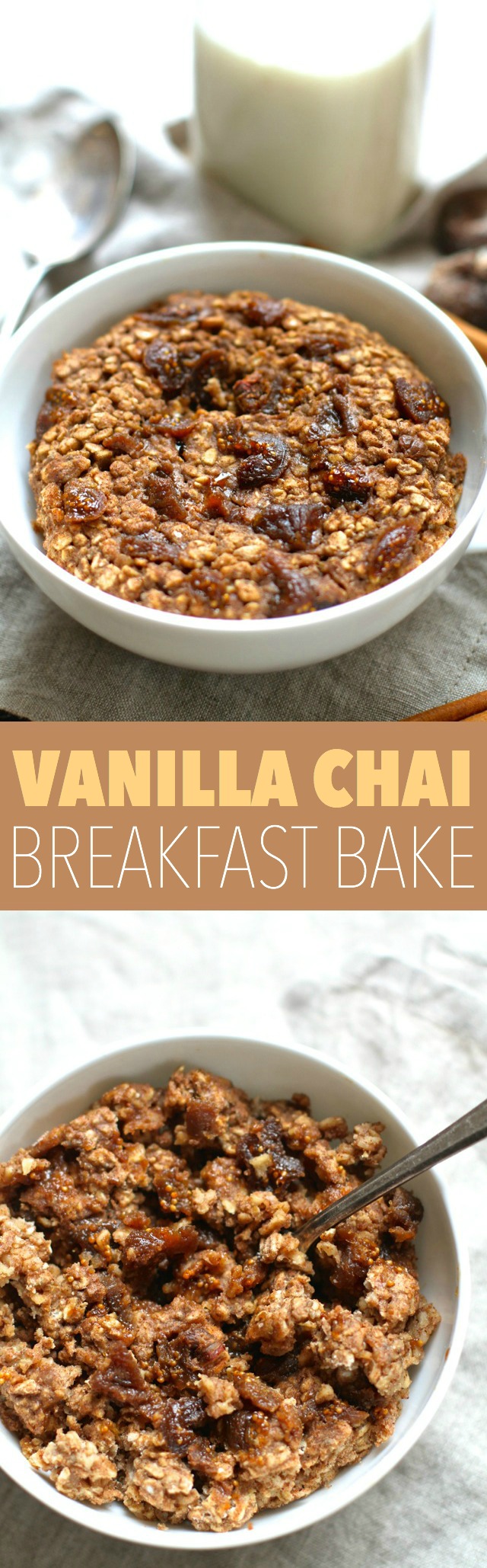 Vanilla Chai Breakfast Bake -- the PERFECT way to spice up your breakfast rotation! Soft, doughy, and loaded with flavour || runningwithspoons.com #vegan #glutenfree #breakfast #recipe #healthy