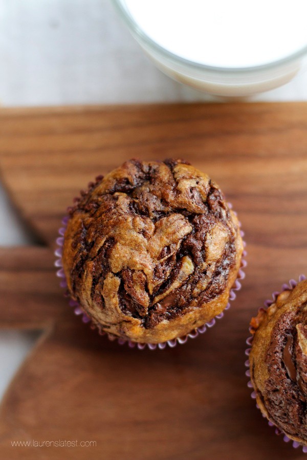 Almond Butter Swirled Banana Muffins