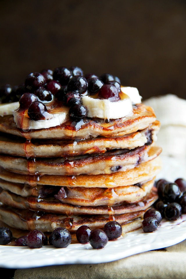 Blueberry Banana Greek Yogurt Pancakes