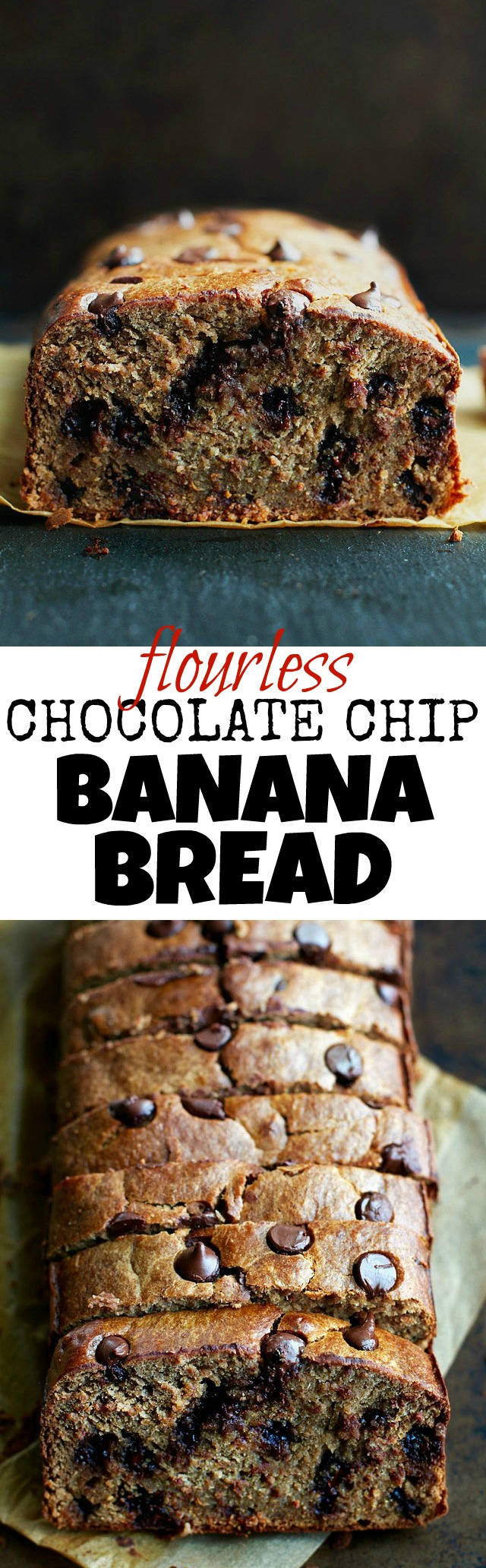 This Flourless Chocolate Chip Banana Bread is made with NO flour, butter, or oil, but so soft, tender, and flavourful that you'd never be able to tell! | runningwithspoons.com