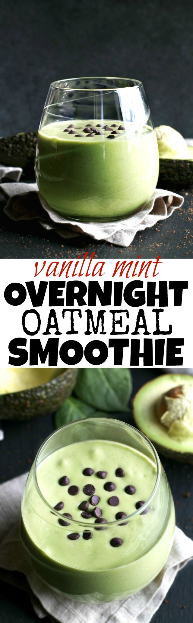 Getting those greens in is super easy with this deliciously creamy Vanilla Mint Overnight Oatmeal Smoothie! | runningwithspoons.com #vegan #glutenfree #healthy #recipe