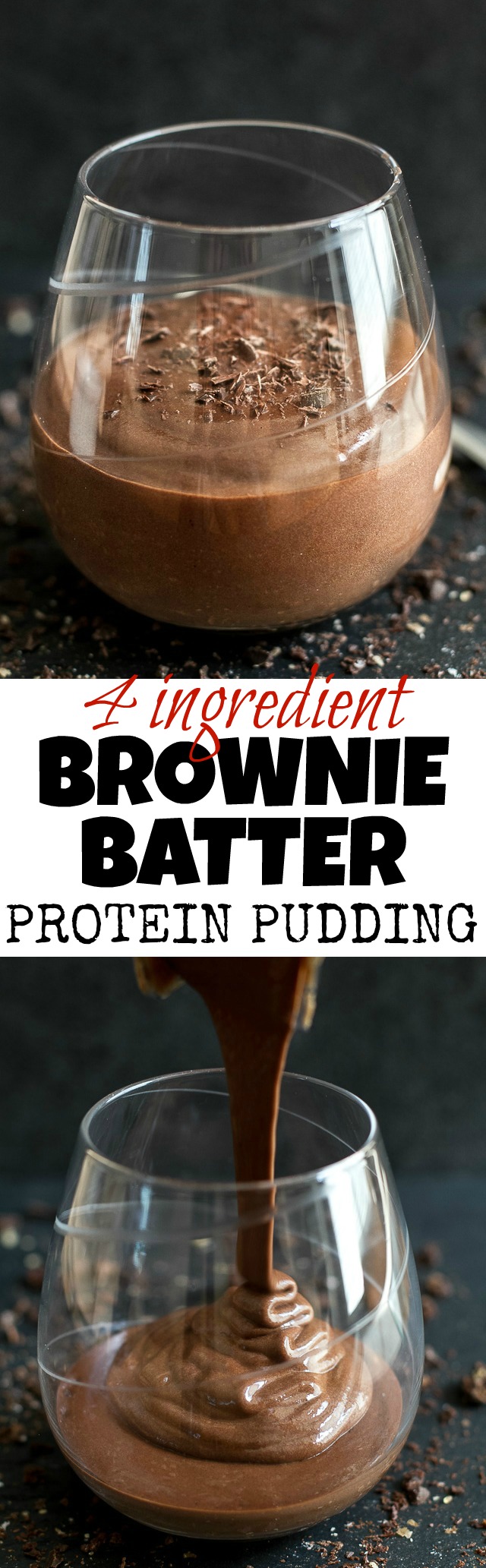 Brownie Batter Protein Pudding - high in protein and packed with a rich chocolate flavour, this addictively DELICIOUS recipe requires only 4 ingredients and 5 minutes to make! | runningwithspoons.com @PlantFusion #vegan #glutenfree #healthy