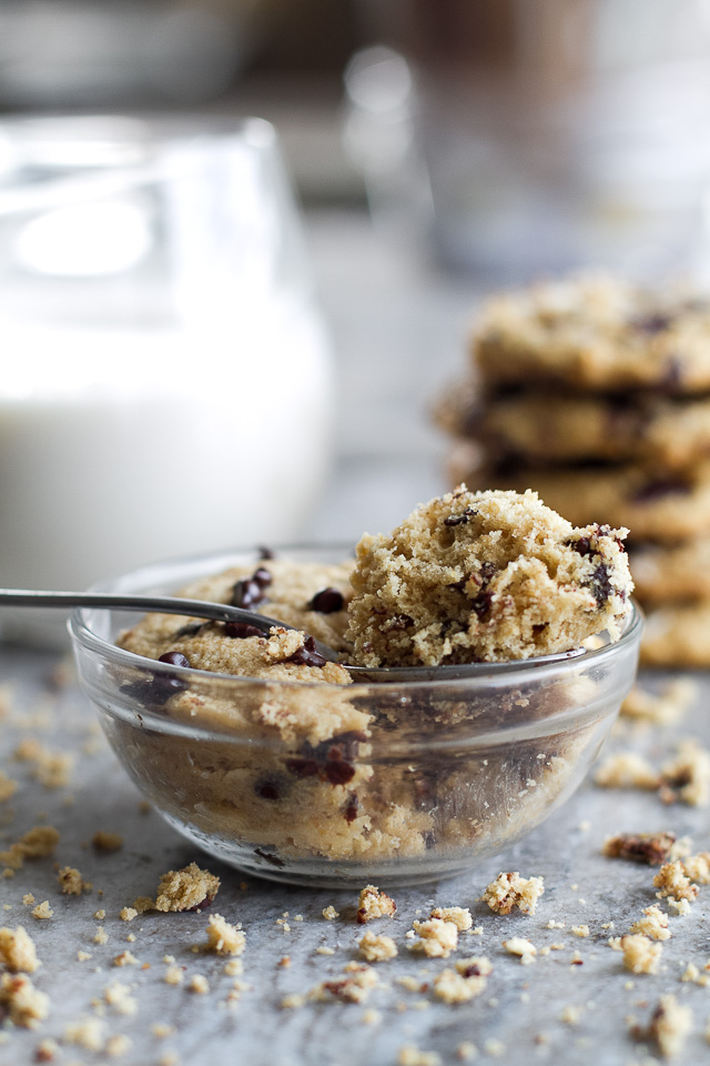 Chocolate Chip Cookie Dough Mug Cake - only two minutes stand between you and this deliciously healthy  snack! It's made with NO flour, butter, or oil, but so soft and fluffy that you'd never be able to tell! | runningwithspoons.com #recipe #glutenfree #vegan