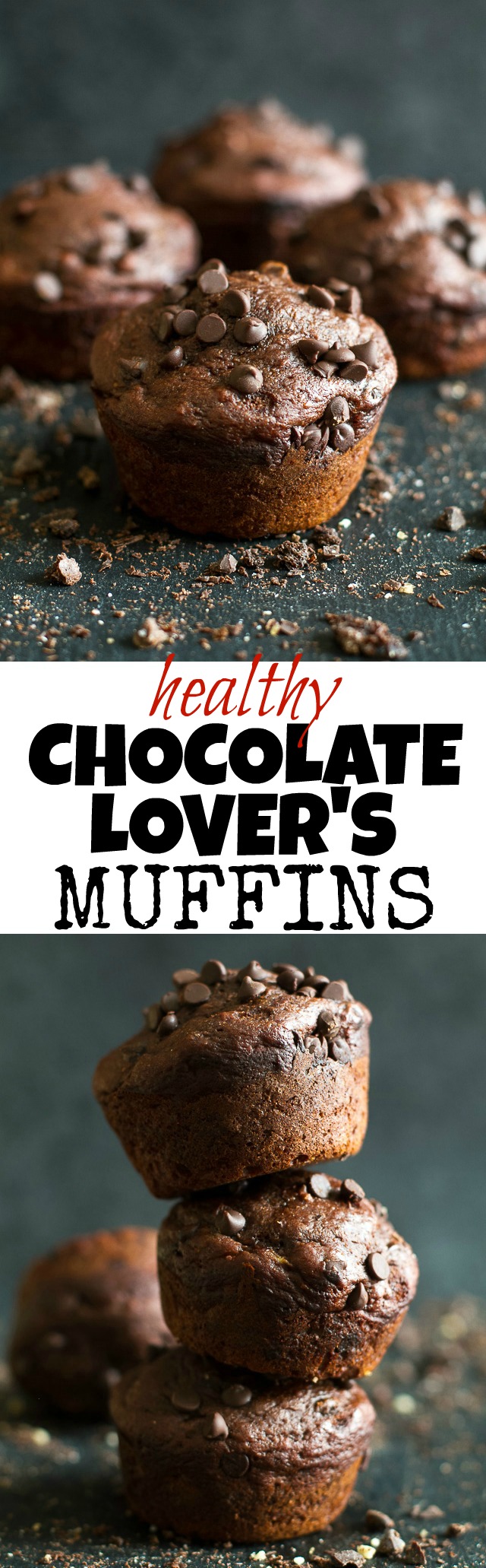 These Healthy Chocolate Lover's Muffins are so tender and flavorful that you'd never guess they're made without any butter, oil, or refined sugar. A healthy and DELICIOUS way to satisfy those chocolate cravings! | runningwithspoons.com #recipe #desserts