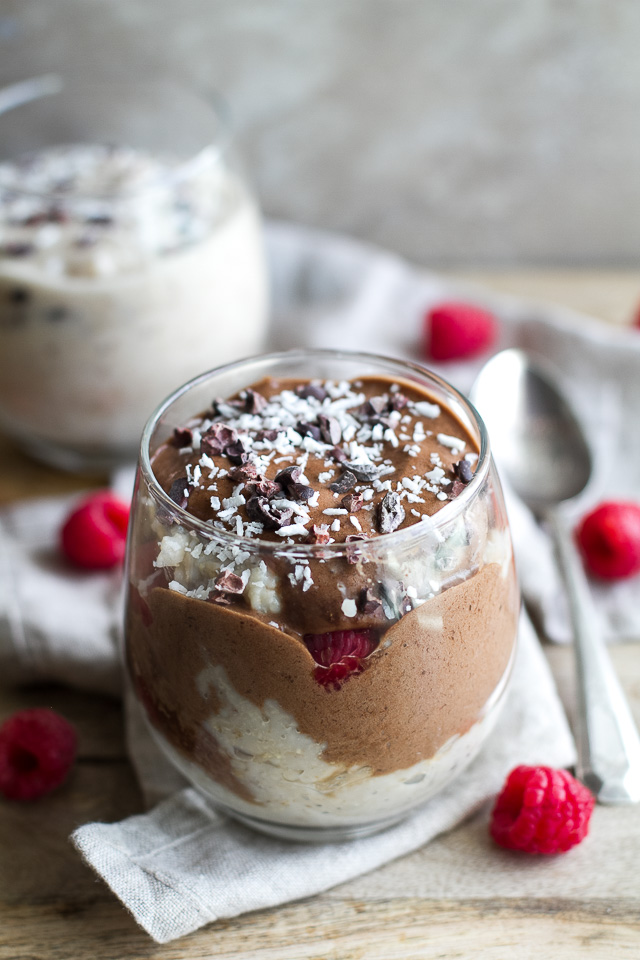 Banana Ice Cream Breakfast Parfait - enjoy dessert for breakfast with this healthy and customizable parfait made with banana ice cream and oatmeal | runningwithspoons.com #vegan #glutenfree #recipe