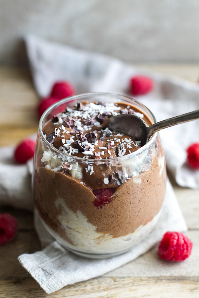 Banana Ice Cream Breakfast Parfait - enjoy dessert for breakfast with this healthy and customizable parfait made with banana ice cream and oatmeal | runningwithspoons.com #vegan #glutenfree #recipe