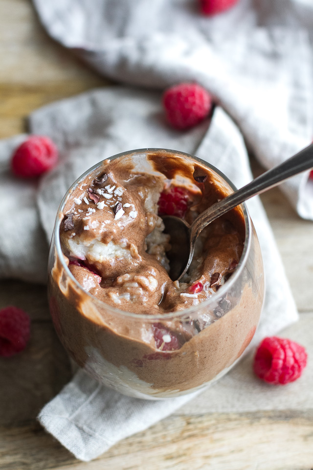 Banana Ice Cream Breakfast Parfait - enjoy dessert for breakfast with this healthy and customizable parfait made with banana ice cream and oatmeal | runningwithspoons.com #vegan #glutenfree #recipe