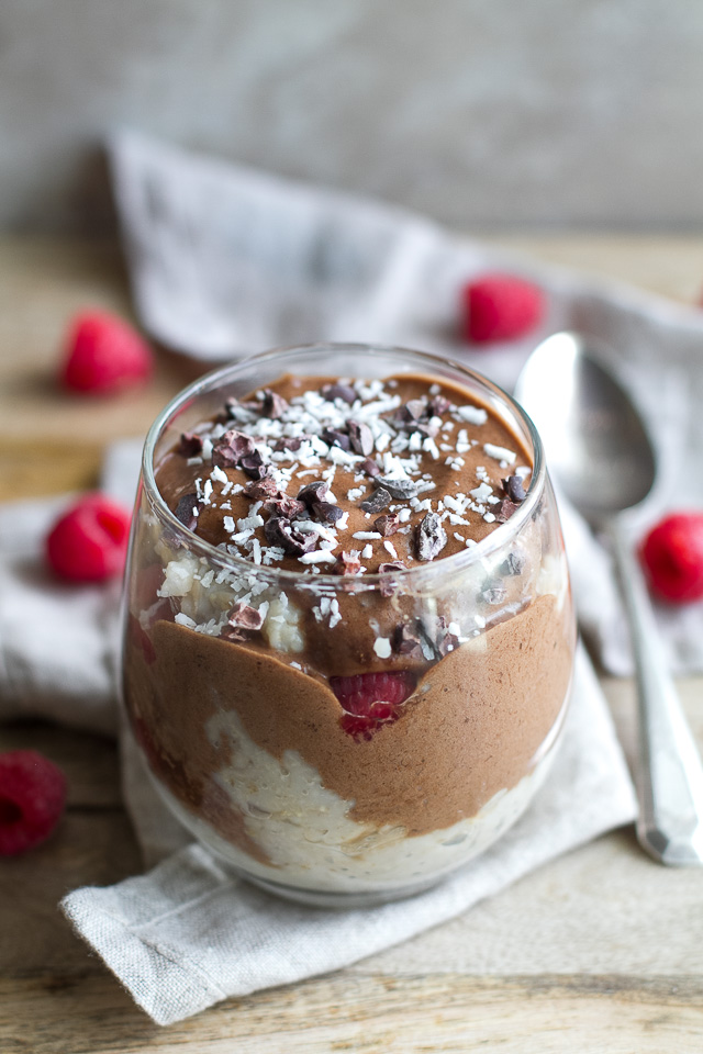 Banana Ice Cream Breakfast Parfait - enjoy dessert for breakfast with this healthy and customizable parfait made with banana ice cream and oatmeal | runningwithspoons.com #vegan #glutenfree #recipe