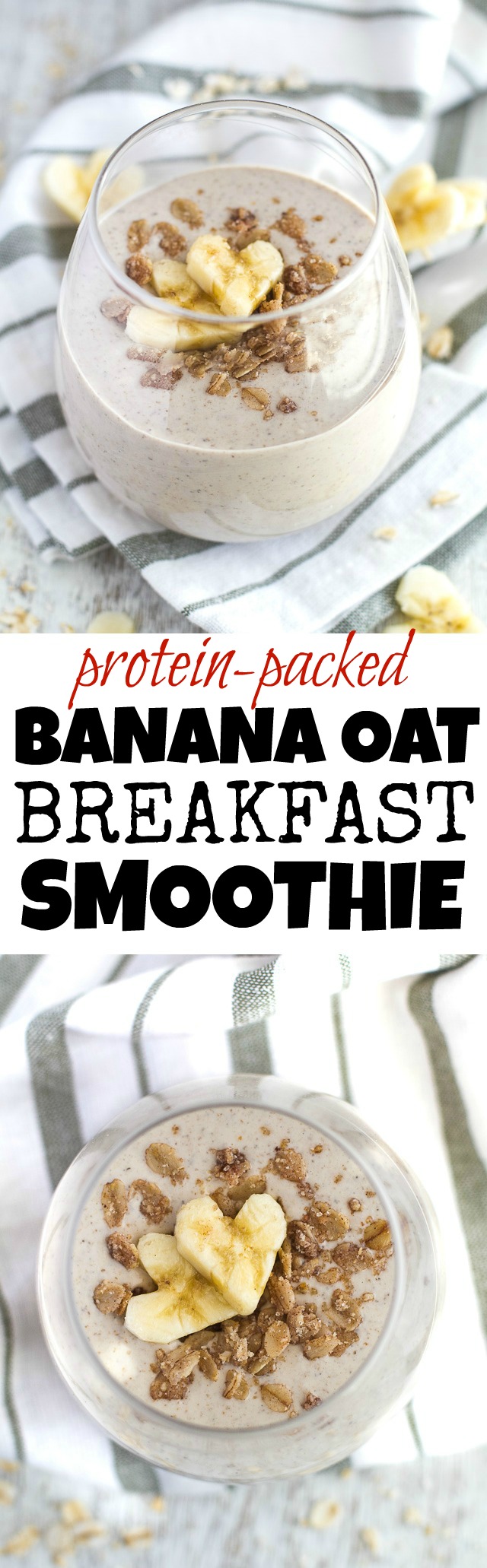 Banana Oat Breakfast Smoothie - 20g of whole food protein in a deliciously creamy smoothie that's guaranteed to keep you satisfied all morning! | runningwithspoons.com #recipe #healthy