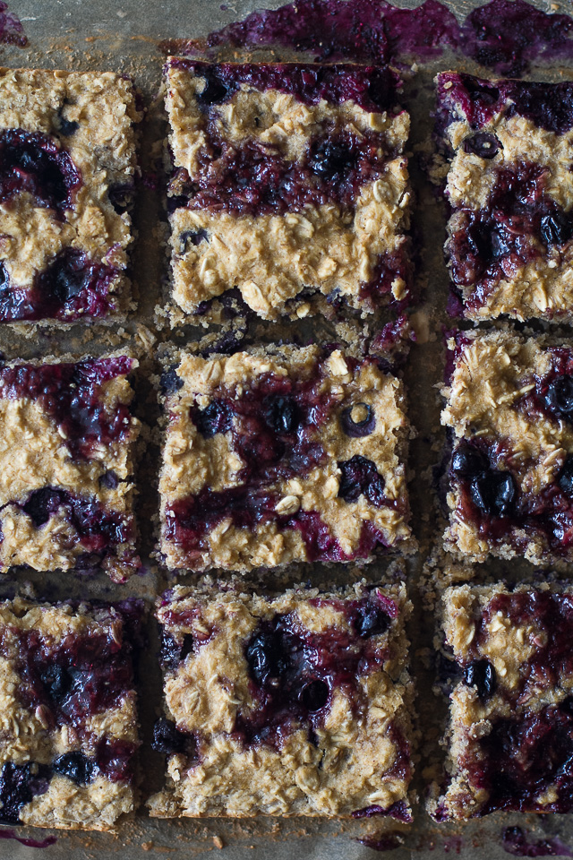 Double Blueberry Muffin Bars - the light and fluffy texture of a muffin in an easy-to-make vegan and gluten-free bar that's perfect as a breakfast or snack! | runningwithspoons.com #recipe #healthy