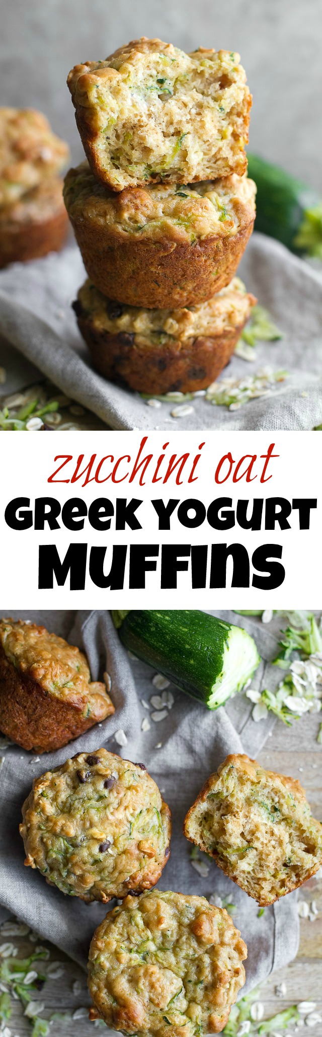 You won't find any butter or oil in these ridiculously soft and tender Zucchini Oat Greek Yogurt Muffins! They're naturally sweetened and perfect for breakfast or healthy snacking. | runningwithspoons.com #recipe #snack #summer