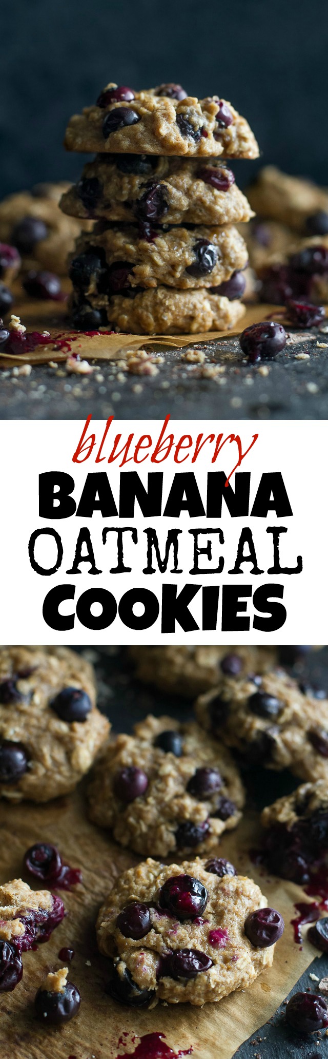 Blueberry Banana Oatmeal Cookies - deliciously healthy vegan cookies that are LOADED with blueberry flavour in each bite | runningwithspoons.com #recipe