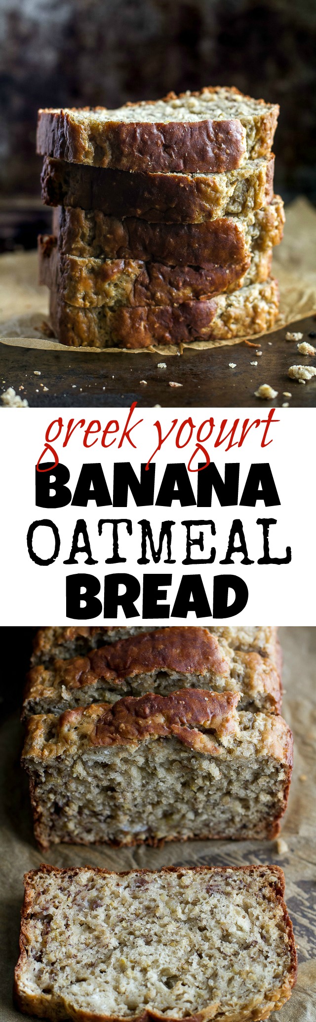 Greek Yogurt Banana Oat Bread - so soft and tender that you'd never be able to tell it's made without any butter or oil. This recipe is a great healthier alternative to a traditional favourite | runningwithspoons.com