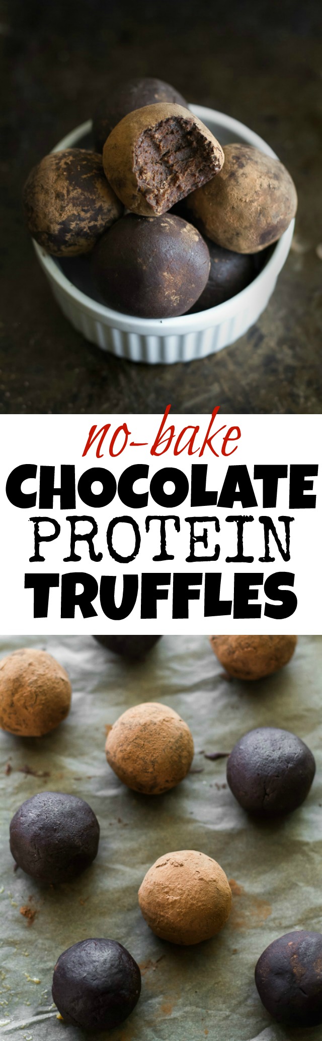 These melt-in-your-mouth No Bake Chocolate Fudge Protein Truffles taste SUPER decadent but are packed with good-for-you ingredients. They're a healthy way to satisfy those chocolate cravings and make a delicious pre or post-workout snack | runningwithspoons.com #recipe #vegan #glutenfree