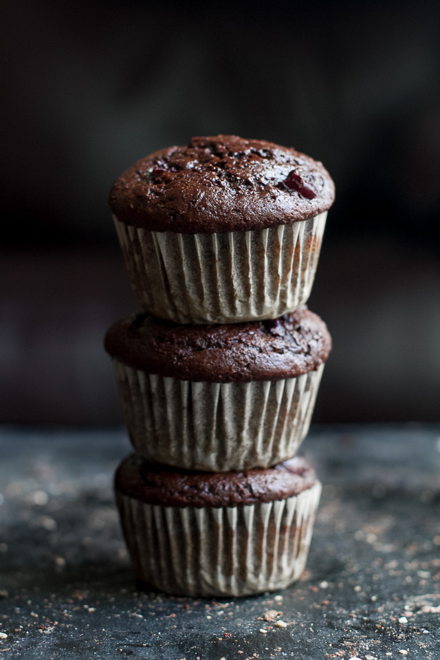 Chocolate Cherry Greek Yogurt Muffins - so decadently delicious that you'd never believe they're naturally sweetened and made without any butter or oil! | runningwithspoons.com