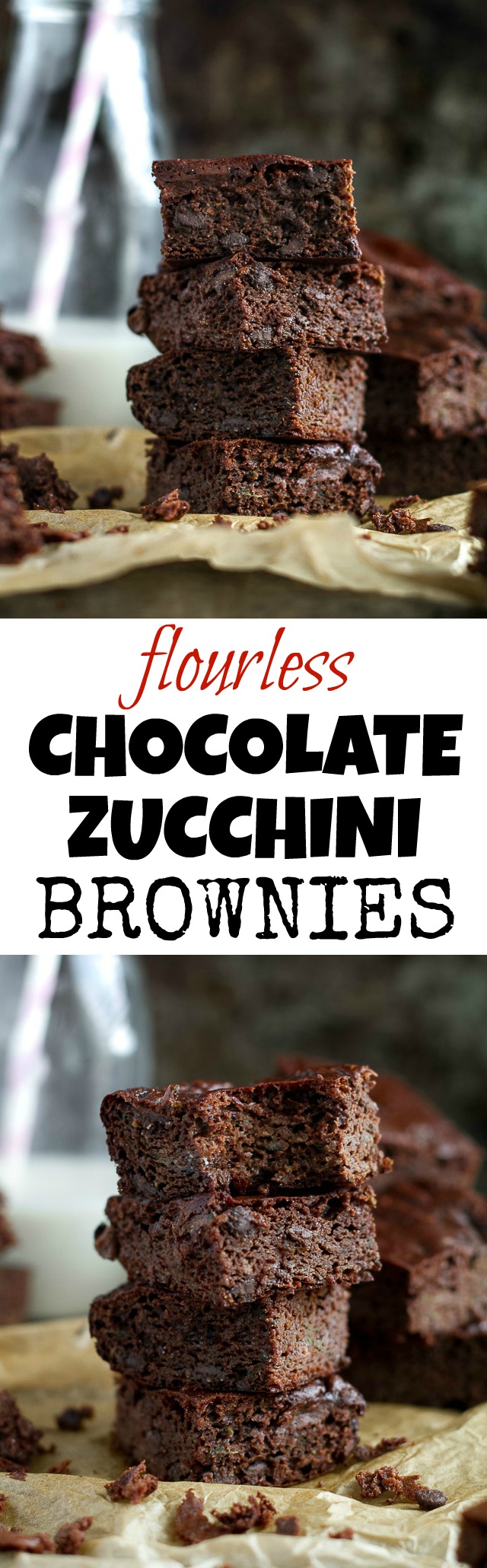 These flourless double chocolate zucchini brownies are gluten-free, grain-free, oil-free, dairy-free, and refined sugar-free, but so tender and chocoately that you’d never be able to tell they're healthy! | runningwithspoons.com