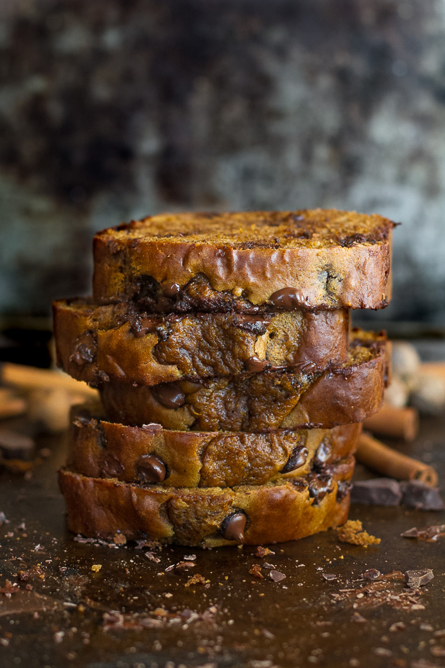 This One Bowl Greek Yogurt Pumpkin Bread recipe is made without butter, oil, or refined sugar, but so tender and flavourful that you’d never be able to tell it's healthy! | runningwithspoons.com