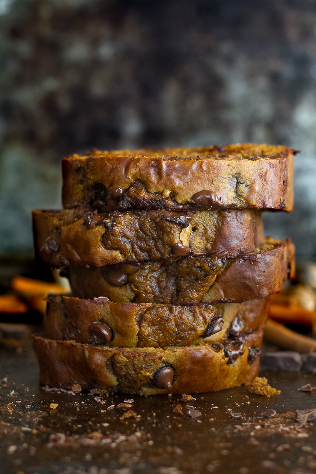 This One Bowl Greek Yogurt Pumpkin Bread recipe is made without butter, oil, or refined sugar, but so tender and flavourful that you’d never be able to tell it's healthy! | runningwithspoons.com